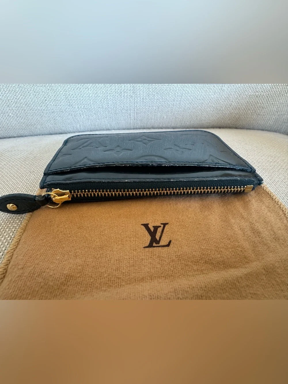 Louis Vuitton Dark Green Vernis Monogram Key Cles with Gold Hardware